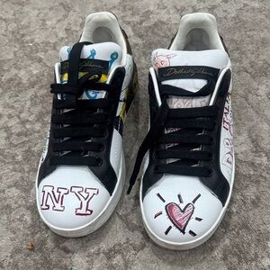 Dolce & Gabbana Black and White Graphic Sneakers